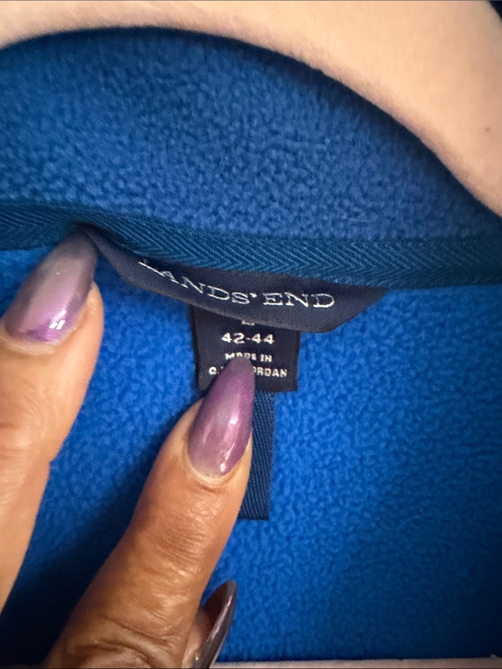 Men’s Lands' End Royal Blue Full-Zip Fleece Jacket - Picture 3 of 6